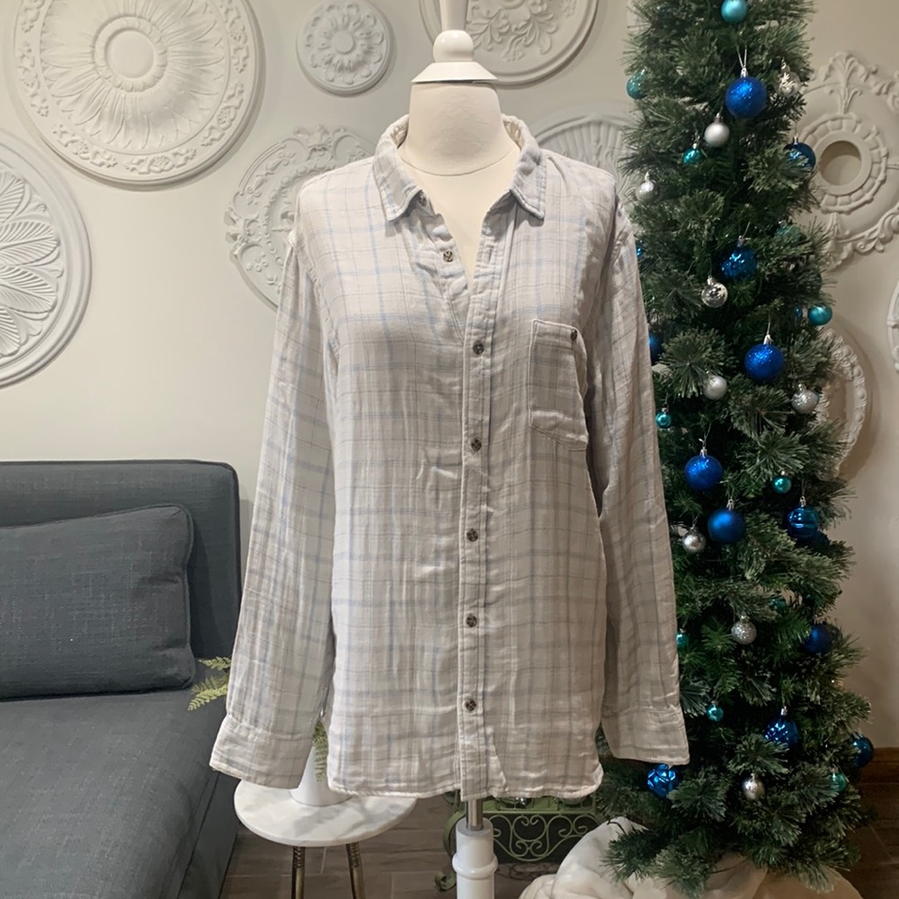 Pastel plaid button up shirt